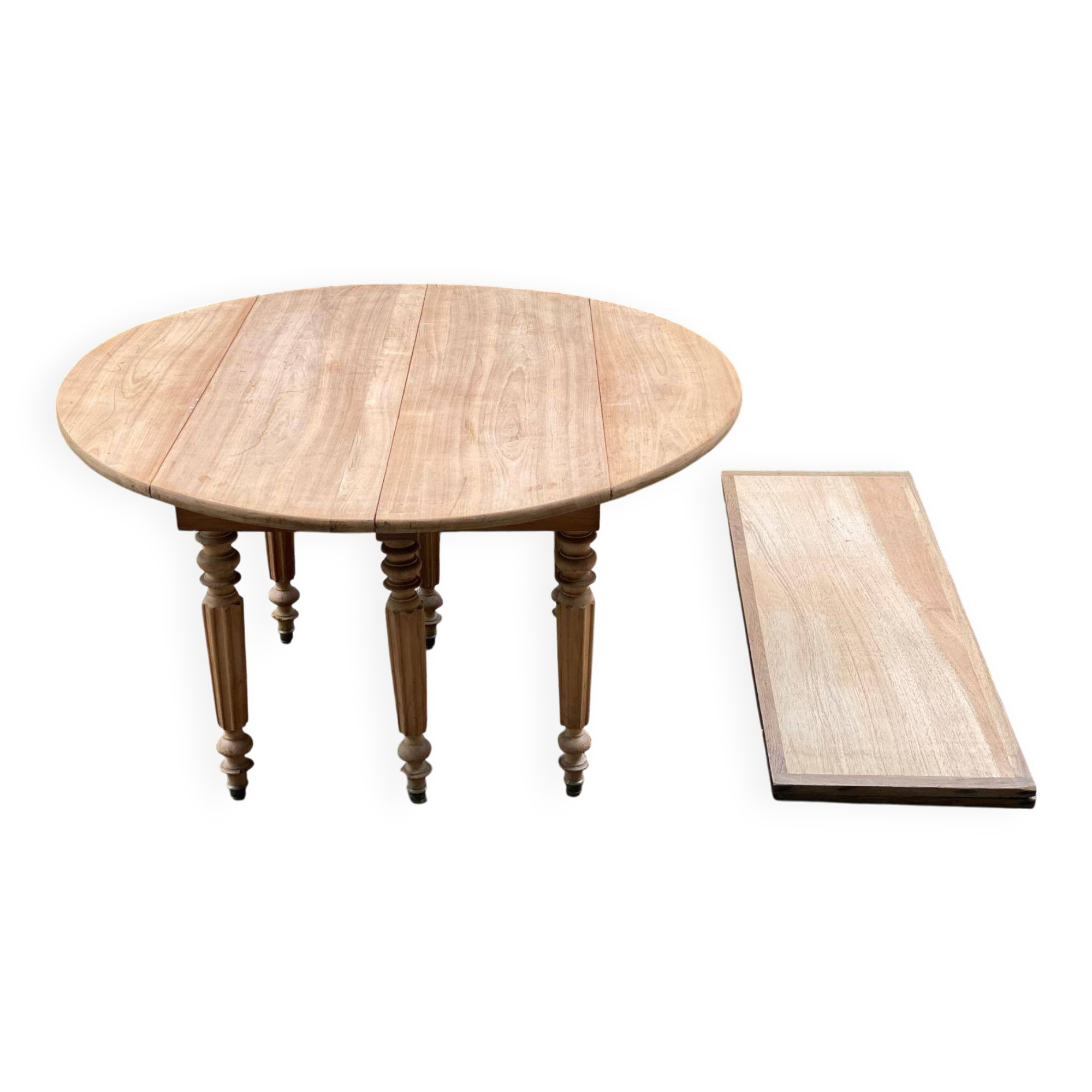 Table à manger ronde extensible Louis Philippe 18ème rénovée avec volets 21