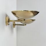 Pair of adjustable vintage wall lights, patinated brass, France, 1970.