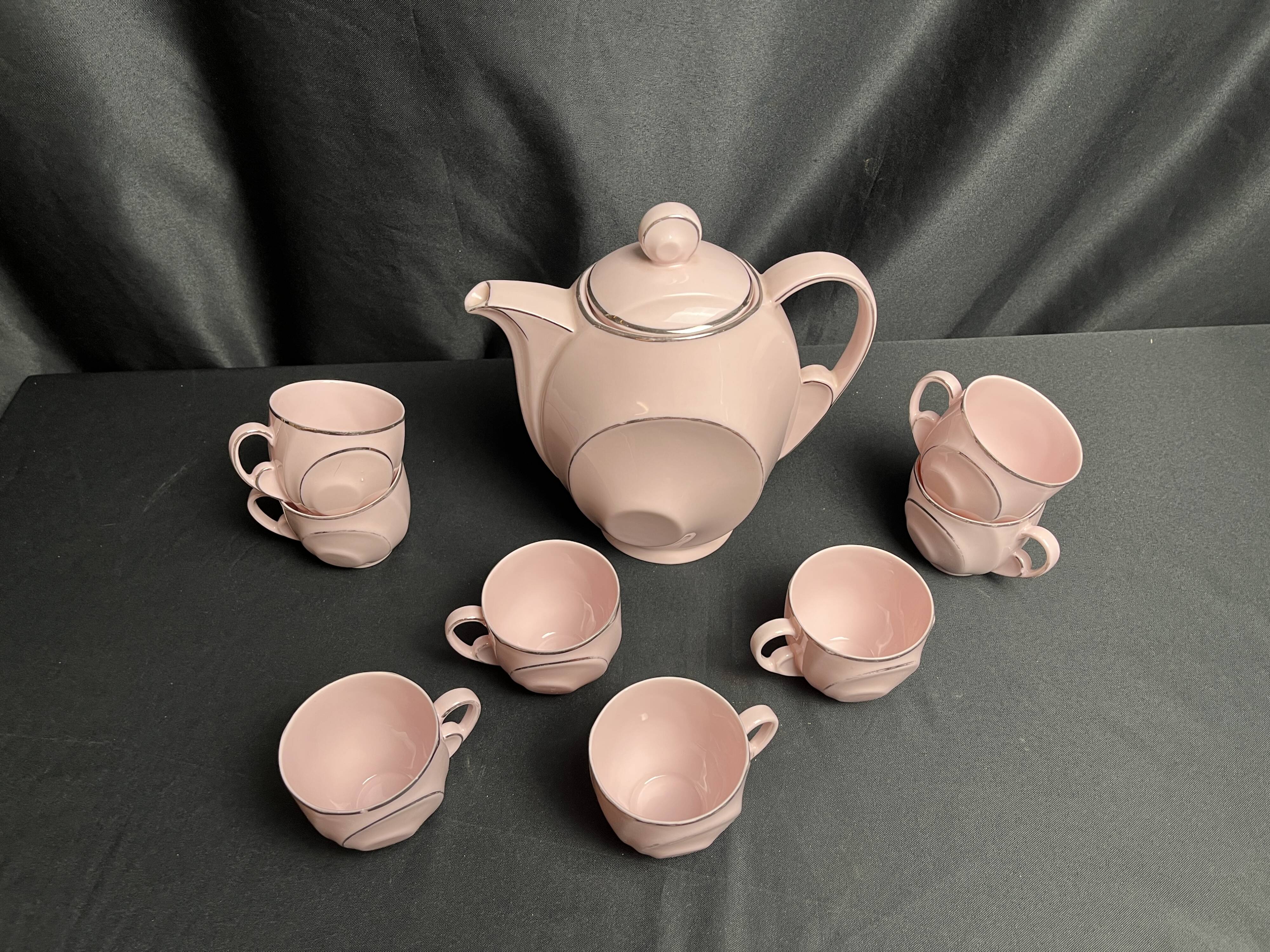 Art Deco, Epiag pink porcelain coffee service circa 1930