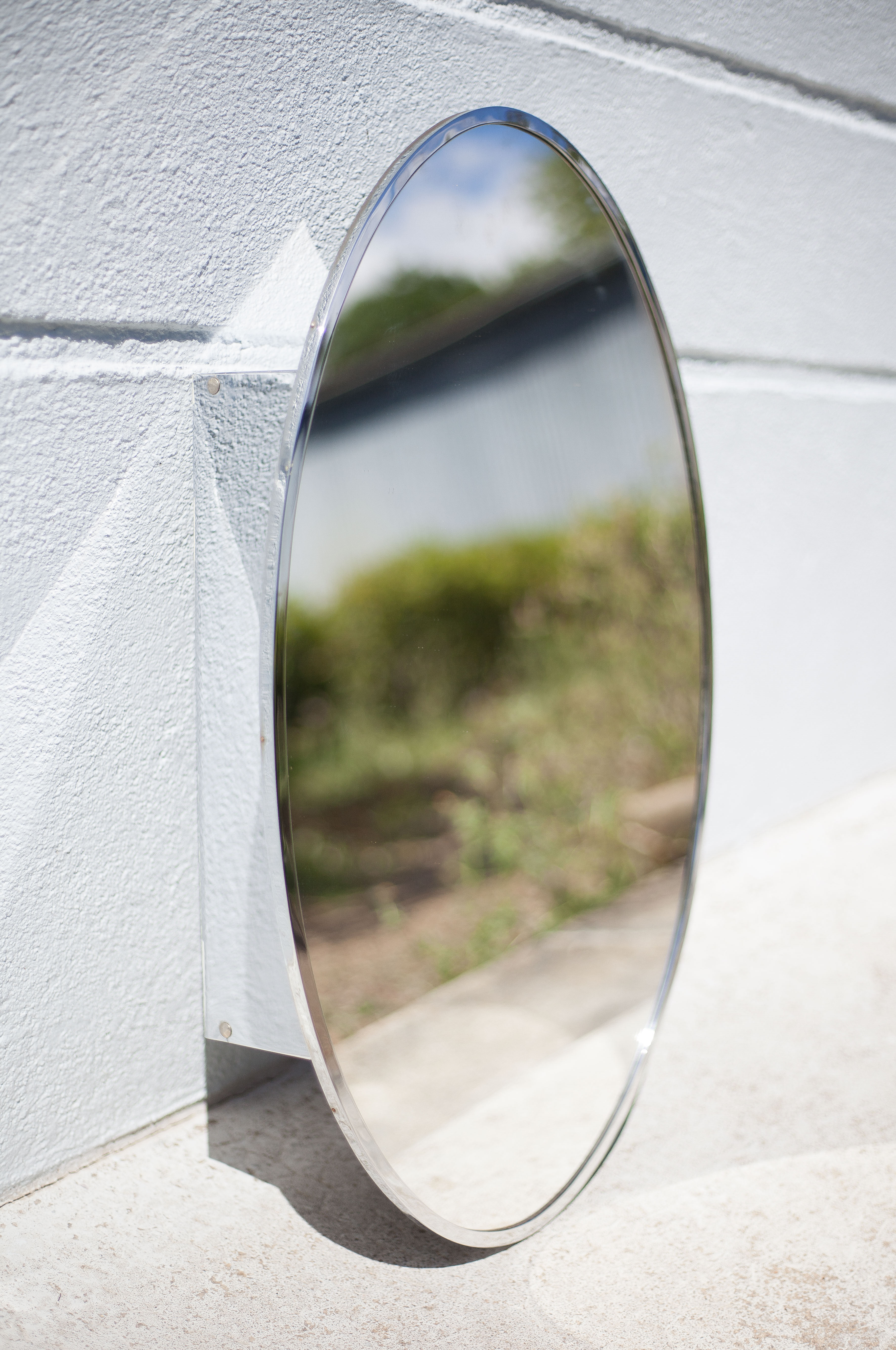 Vintage wall pharmacy, oval mirror cabinet, bathroom, 1 mirror door, shelves