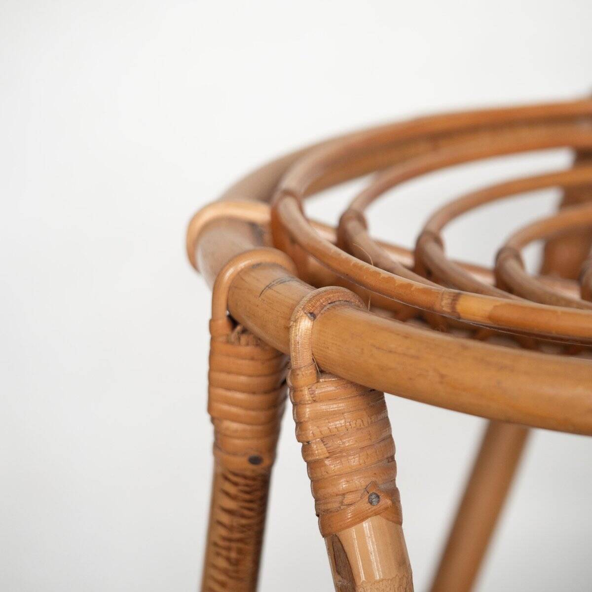 Rattan and bamboo stool 1950