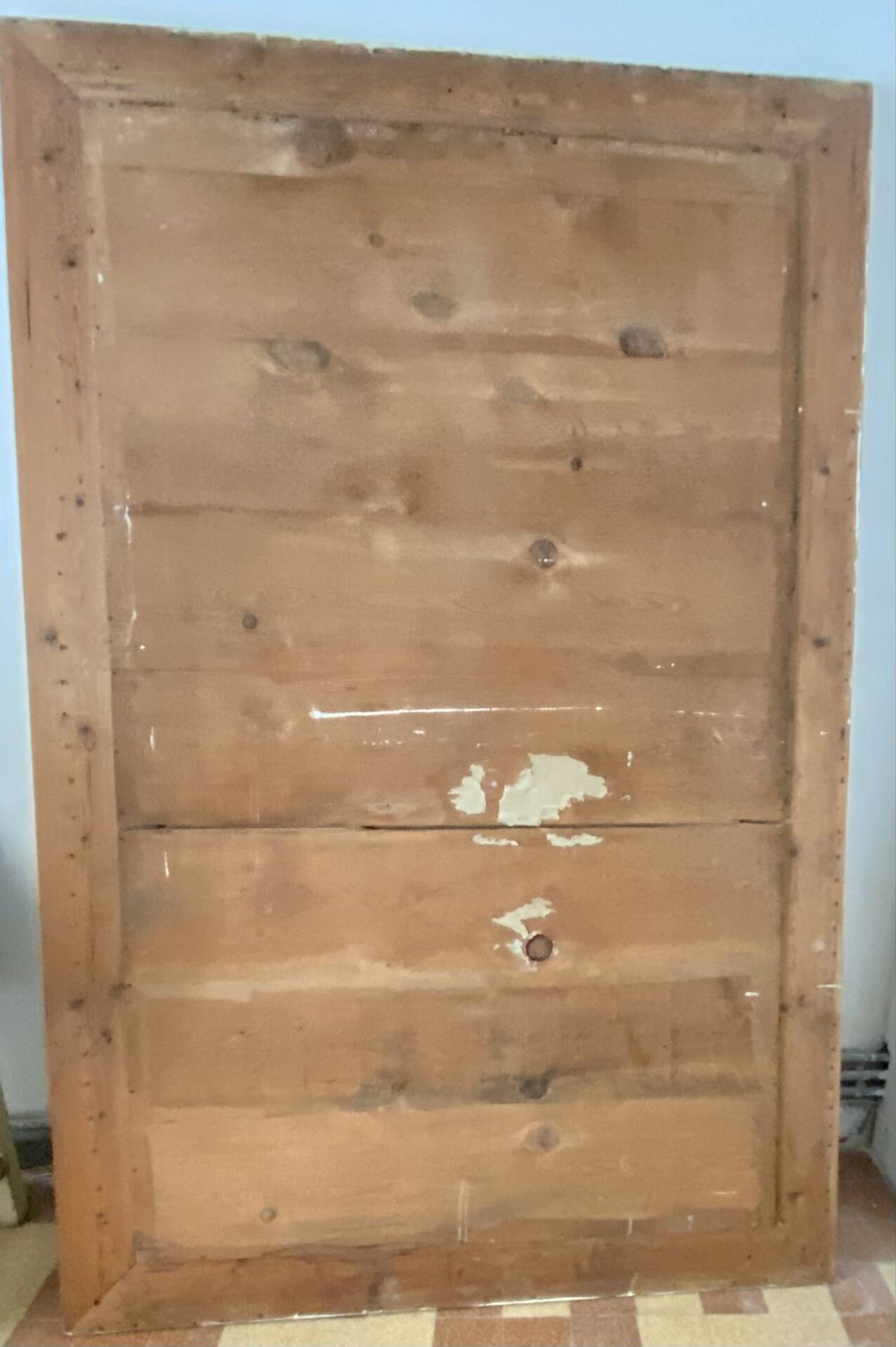 Very large mirror in antique pine.