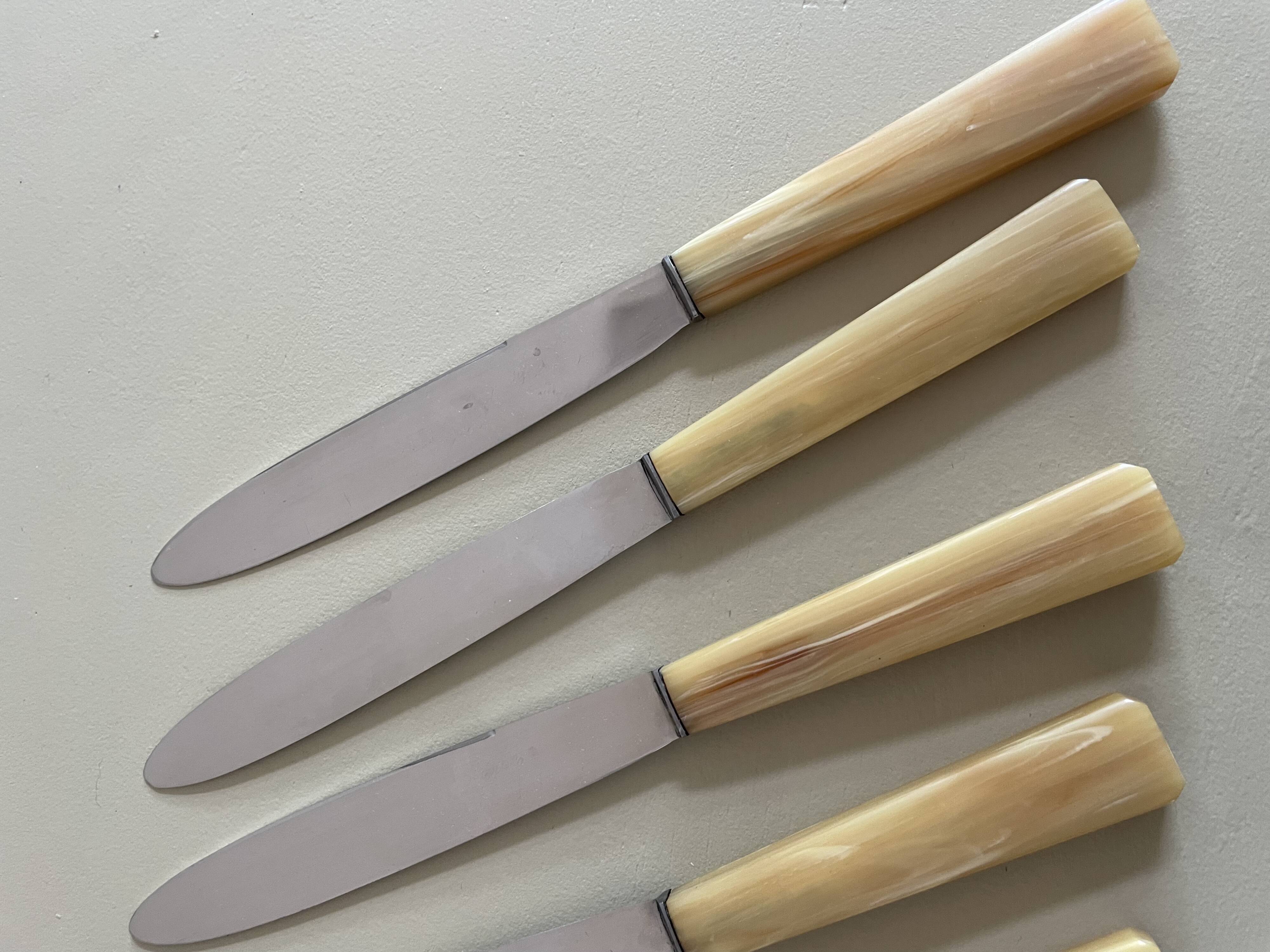 Set of 12 antique knives in green case