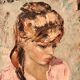 Oil portrait signed Betty Raphaël "the reader"