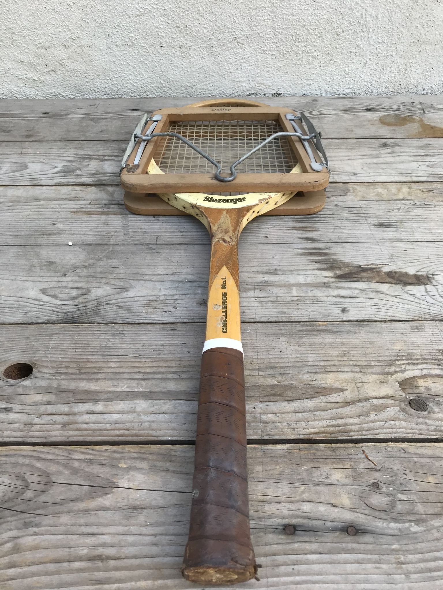 Slagenzer wood and leather vintage old tennis racket
