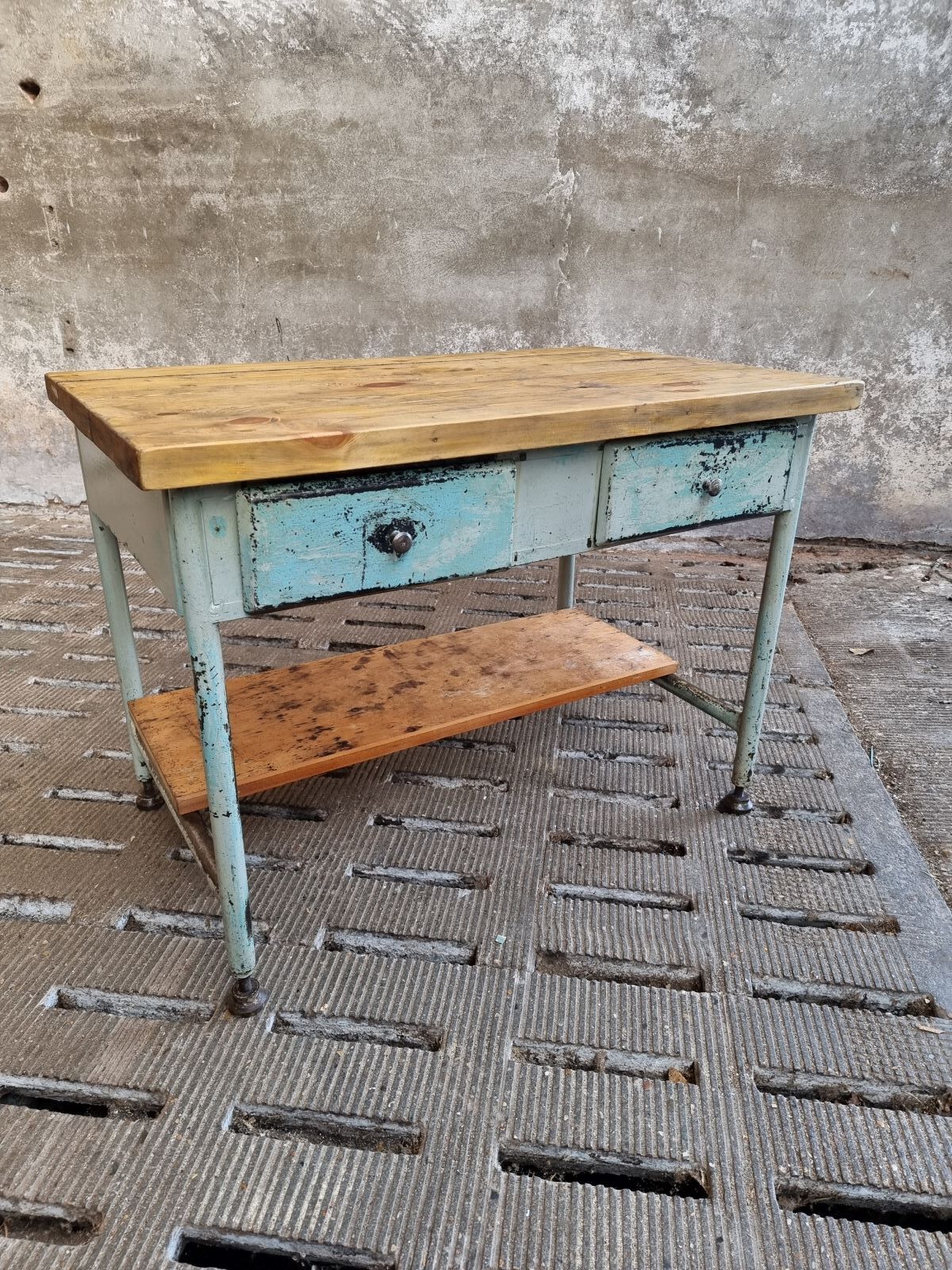 Industrial workbench side table bathroom furniture with drawers