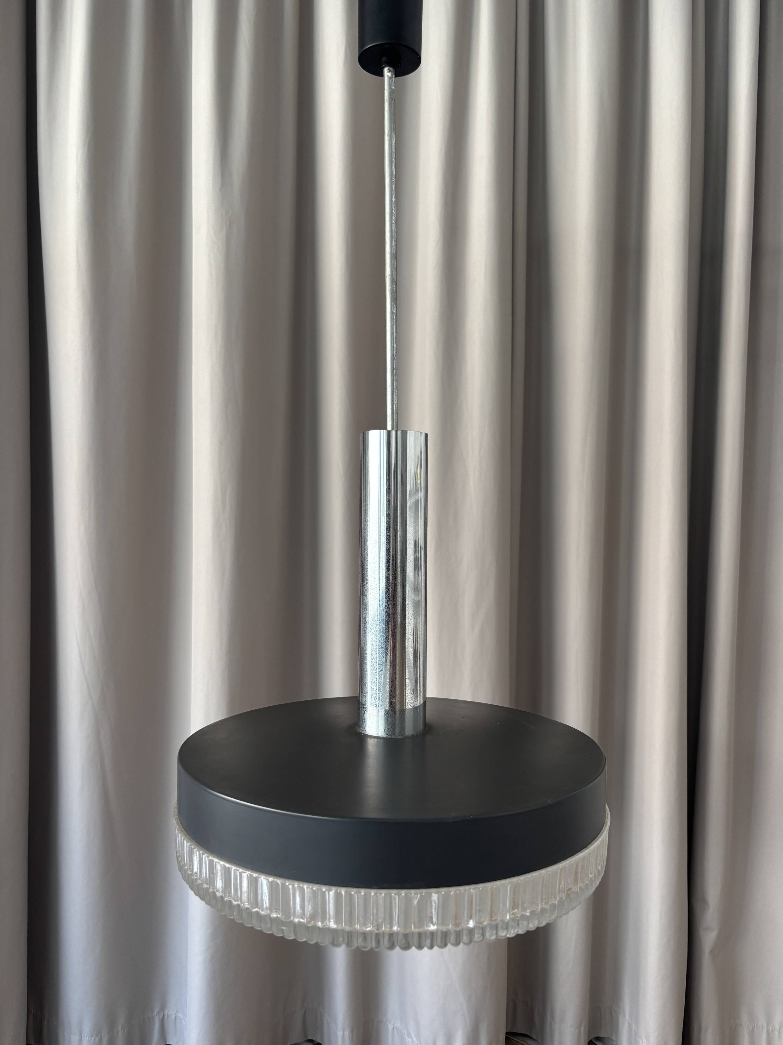 Kaiser Leuchten Mid-Century Pressed Glass Pendant Lamp, Germany, 1960s