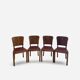 Set of 4 Art Deco dining chairs in walnut, Italy, 1930s-1940s.