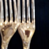 6 silver metal forks, Model Marly, by Christofle.
