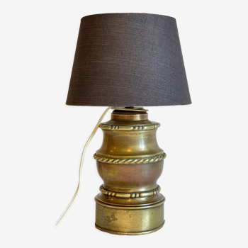 Lampe ancienne laiton et tissu