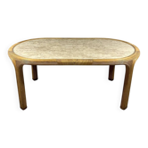 Table à manger en rotin et travertin Vivai del Sud, Italie, années 1960.