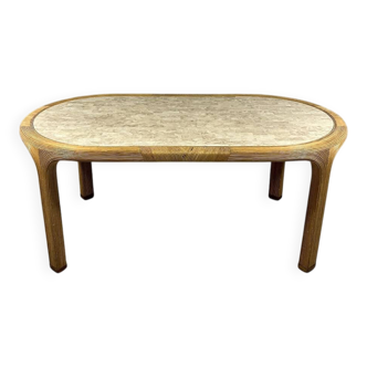 Vivai del Sud rattan & travertine dining table Italy 1960’s