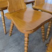 Set of 8 Vintage Tyrolean Heart Cutout Wooden Dining Chairs, Rustic Farmhou