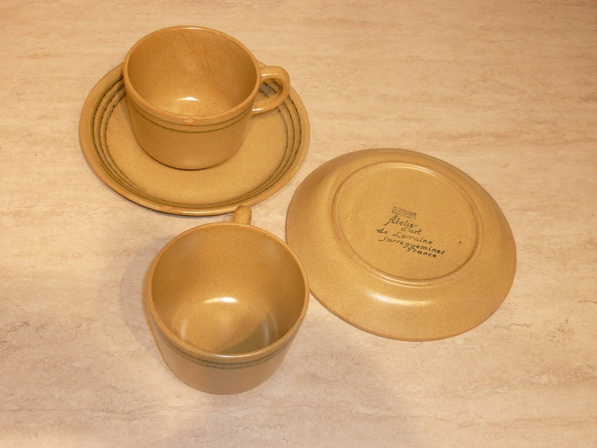 Pair of Sarreguemines cups and saucers
