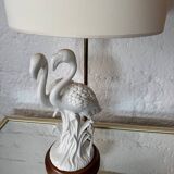 Porcelain lamp with pink flamingos from the 1980s.