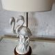 Lampe porcelaine flamants roses années 80