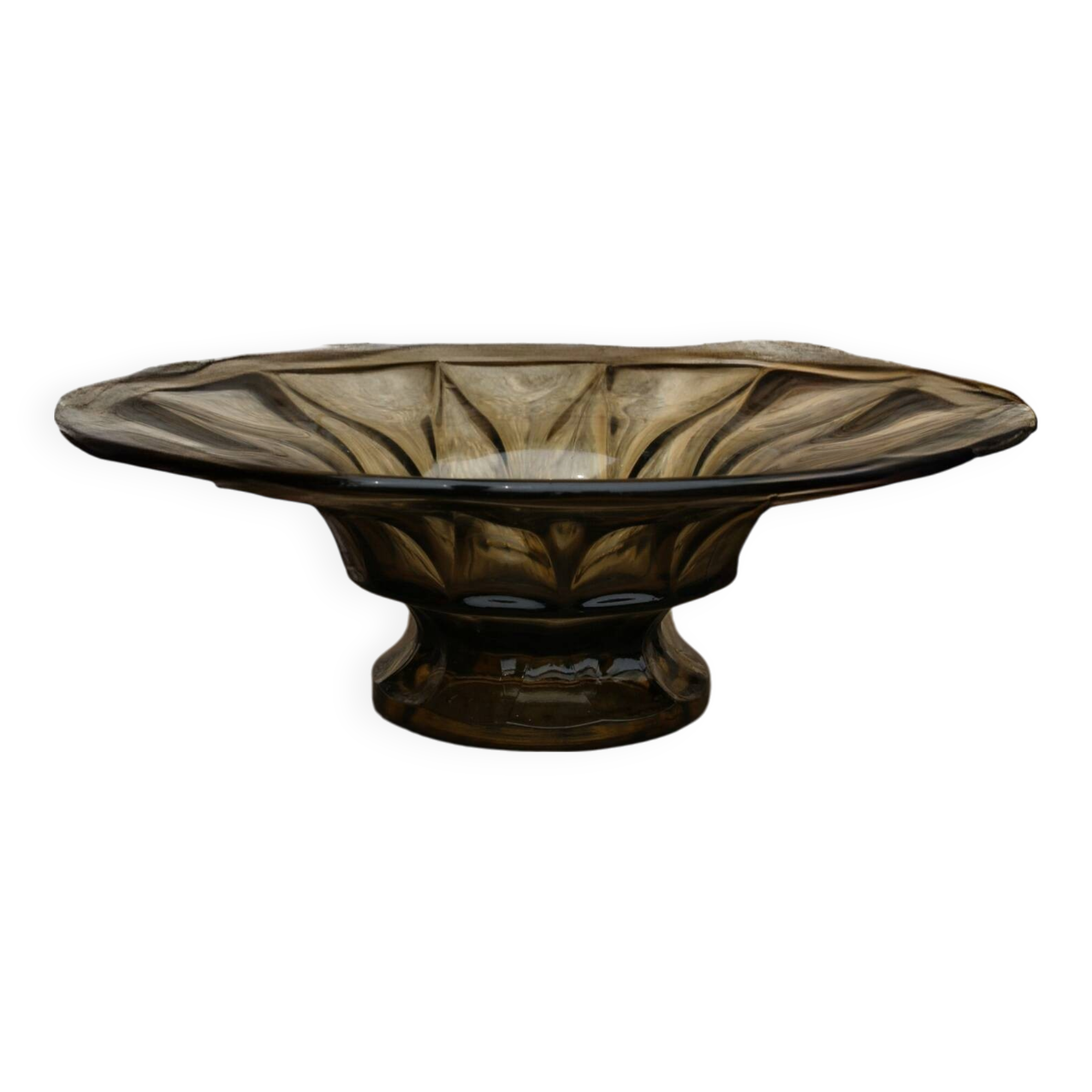 Vintage smoked glass bowl, Art Deco style