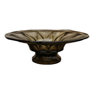 Vintage smoked glass bowl, Art Deco style