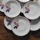 P.L. France porcelain dinner plates with roses — 1950s-60s
