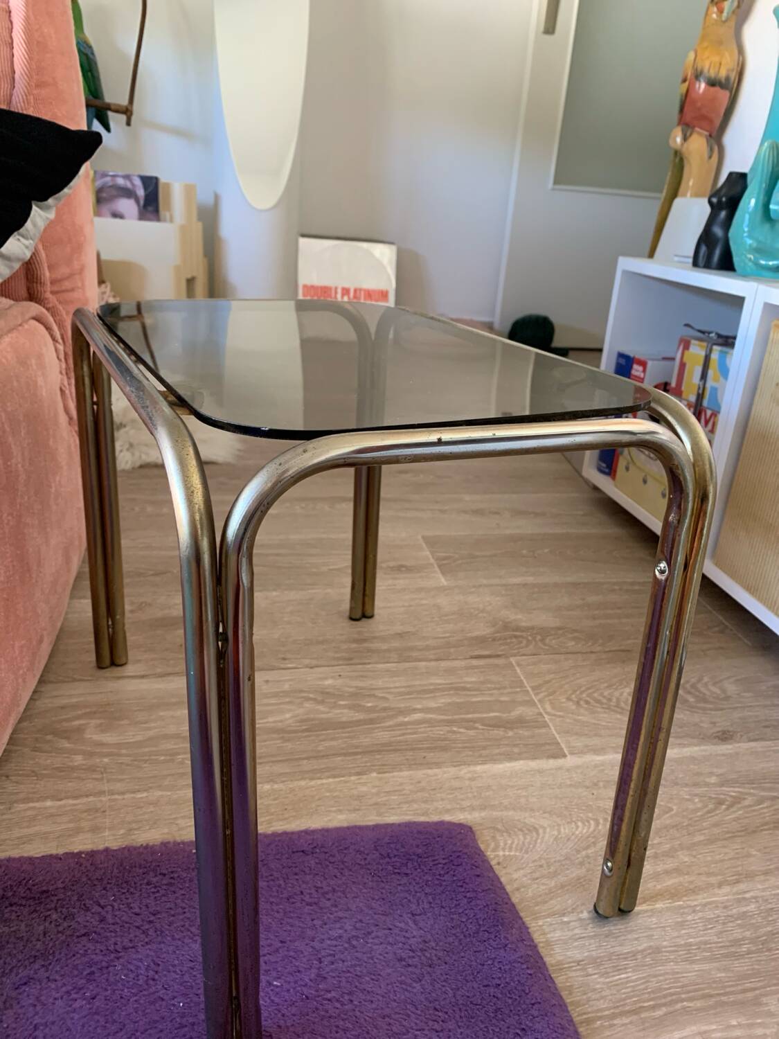 Small side coffee table 70 smoked glass