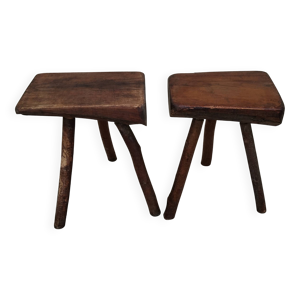 Paire de tabouret tripode - bois