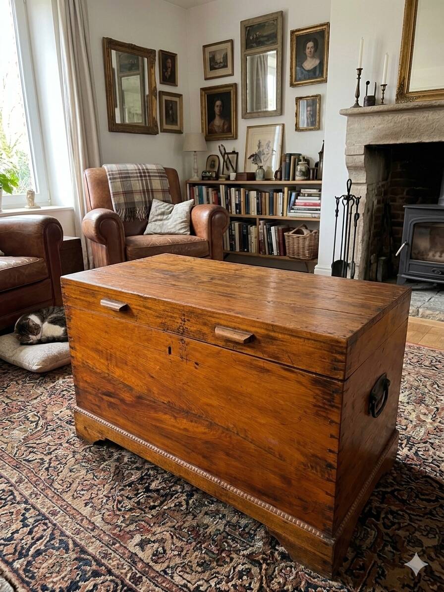 Antique solid teak chest