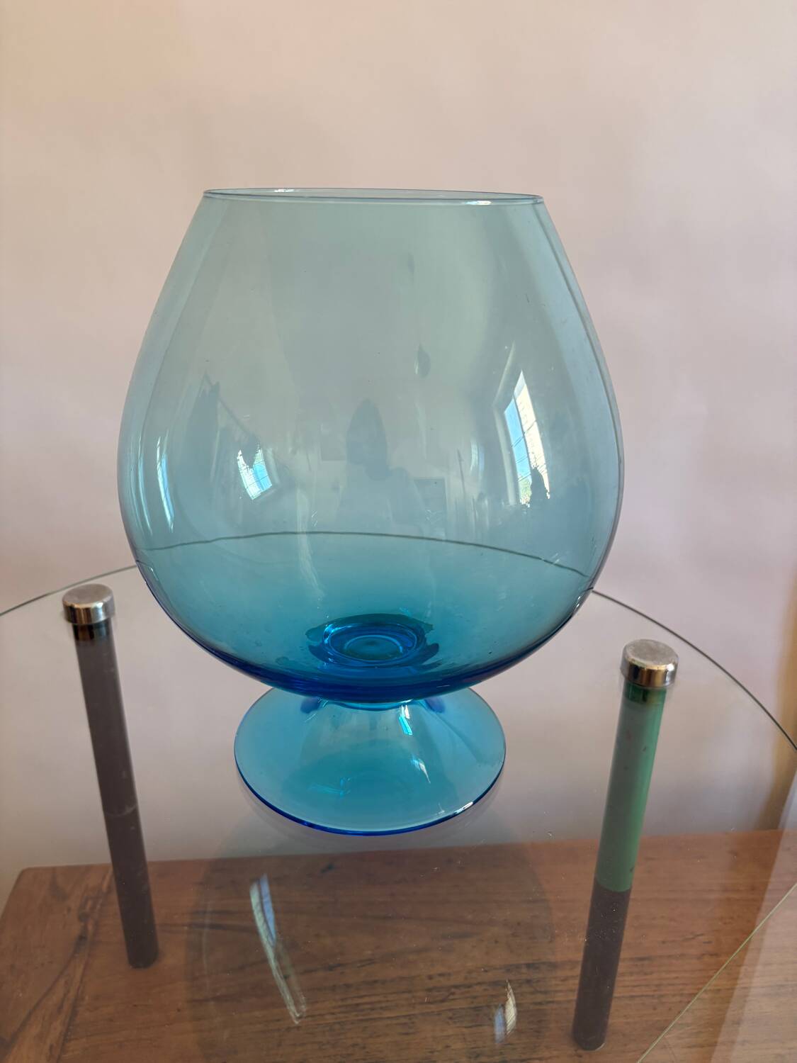 Blue Cognac glass vase
