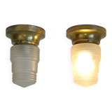 Original Art Deco Brass Sconces Pair of Ceiling Lights Antique  1920 / 1930