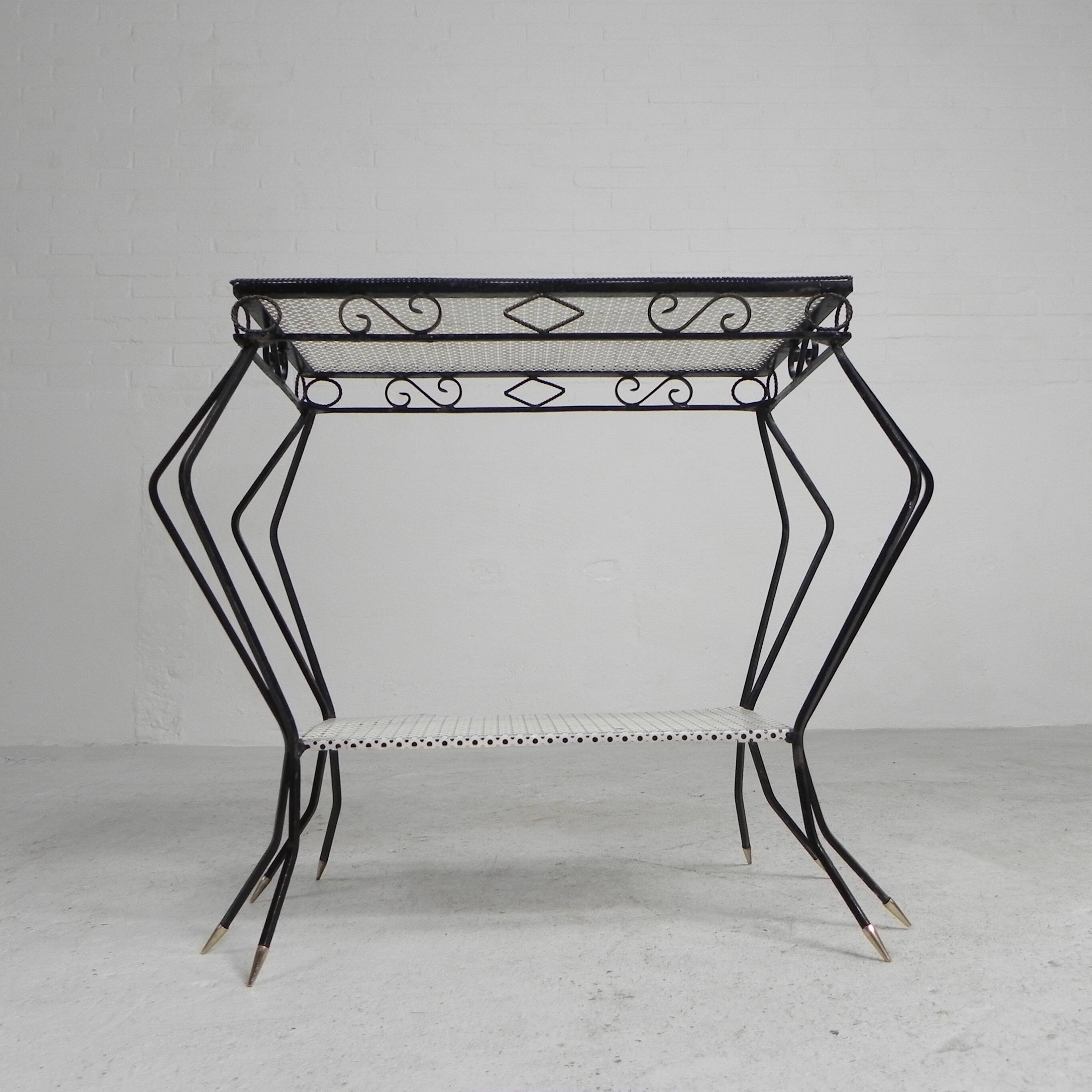 Vintage sculptural steel, (Mategot style) side table, 1950s