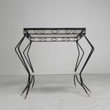 Vintage sculptural steel, (Mategot style) side table, 1950s