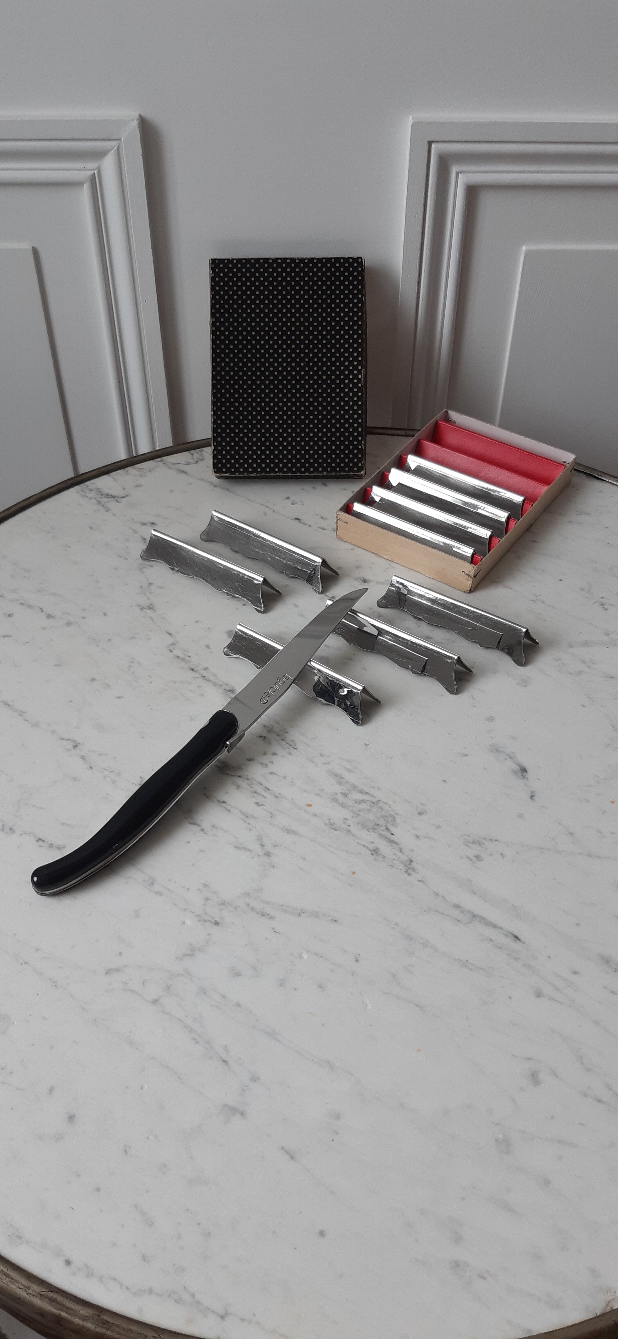 Set of 12 steel knife holders 50s