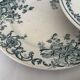 Lot of 6 blue-green ironstone dessert plates, French faience.