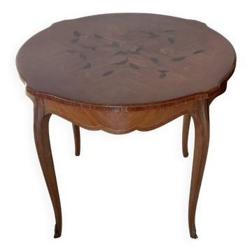 Flying table in Louis XV style with floral marquetry and bronze fittings.