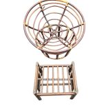 Bamboo and wicker love seat with footrest