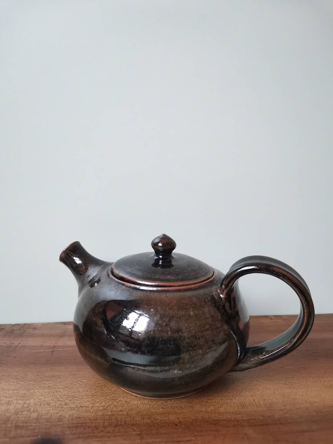 Vintage signed enameled stoneware teapot