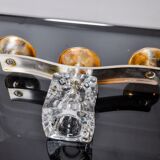 Ice cube candle holder by Peill & Putzler, 3 flames, glass and silver-plated metal, Germany, 1970