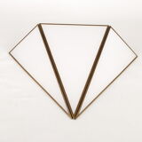 Mid century ice glass and brass triangle sconces,  set of five 1970's pyramid sconces