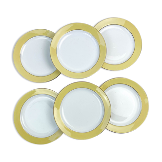 Assiettes plates extra dorées, blanches avec rebord doré -  France