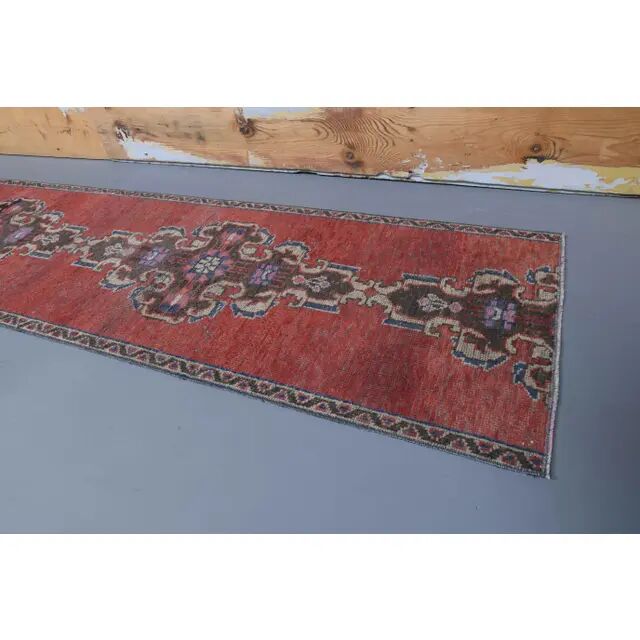 1970s Turkish Oushak Handmade Runner Rug 70x318