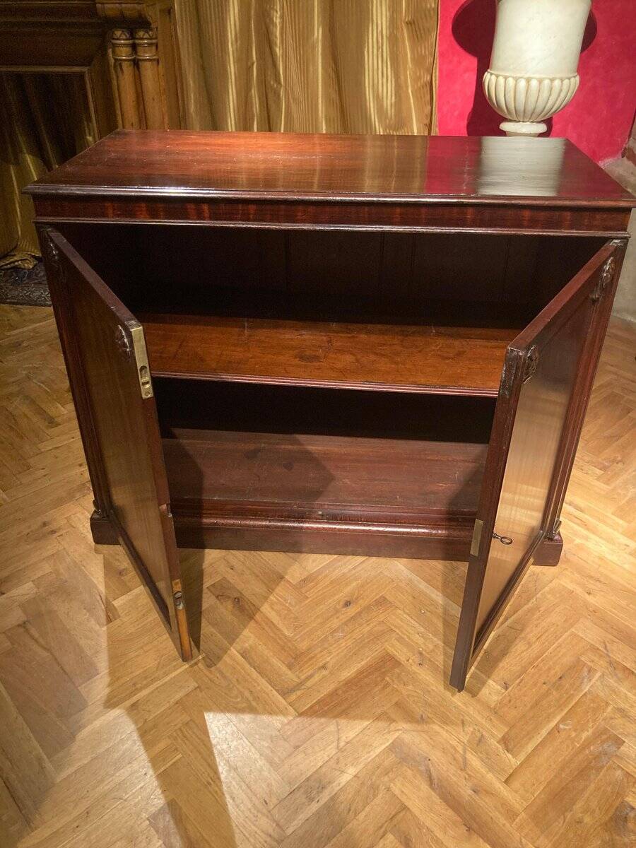 19th Century Italian Empire Mahogany Commode 2-Doors Cabinet