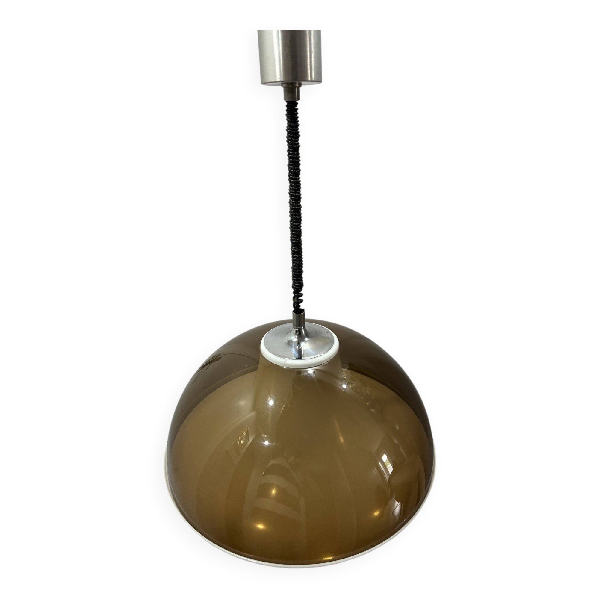 Temde amber acrylic pendant lamp, Switzerland, 1970s