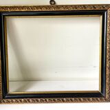 Cadre bois ancien Bordure noire & dorée 28,5 cm x 24 cm
