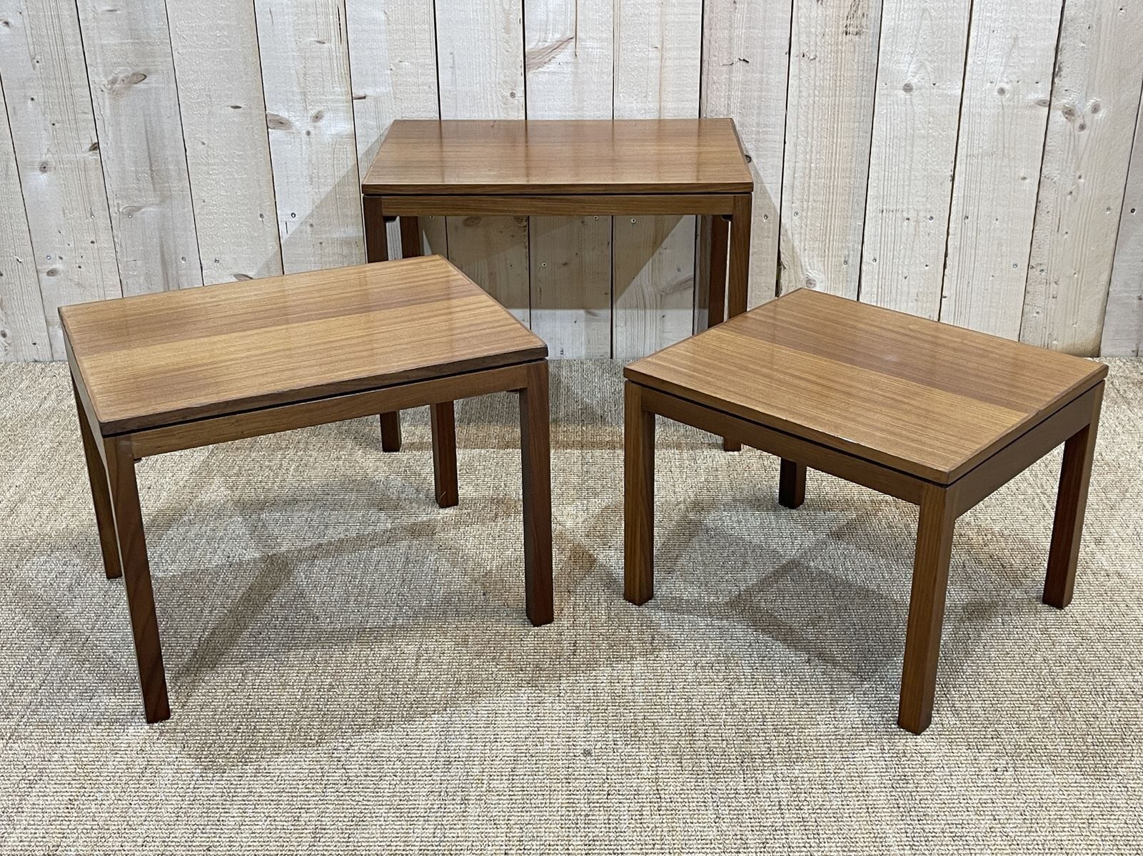 Suite of 3 teak pull-out tables from the 70s