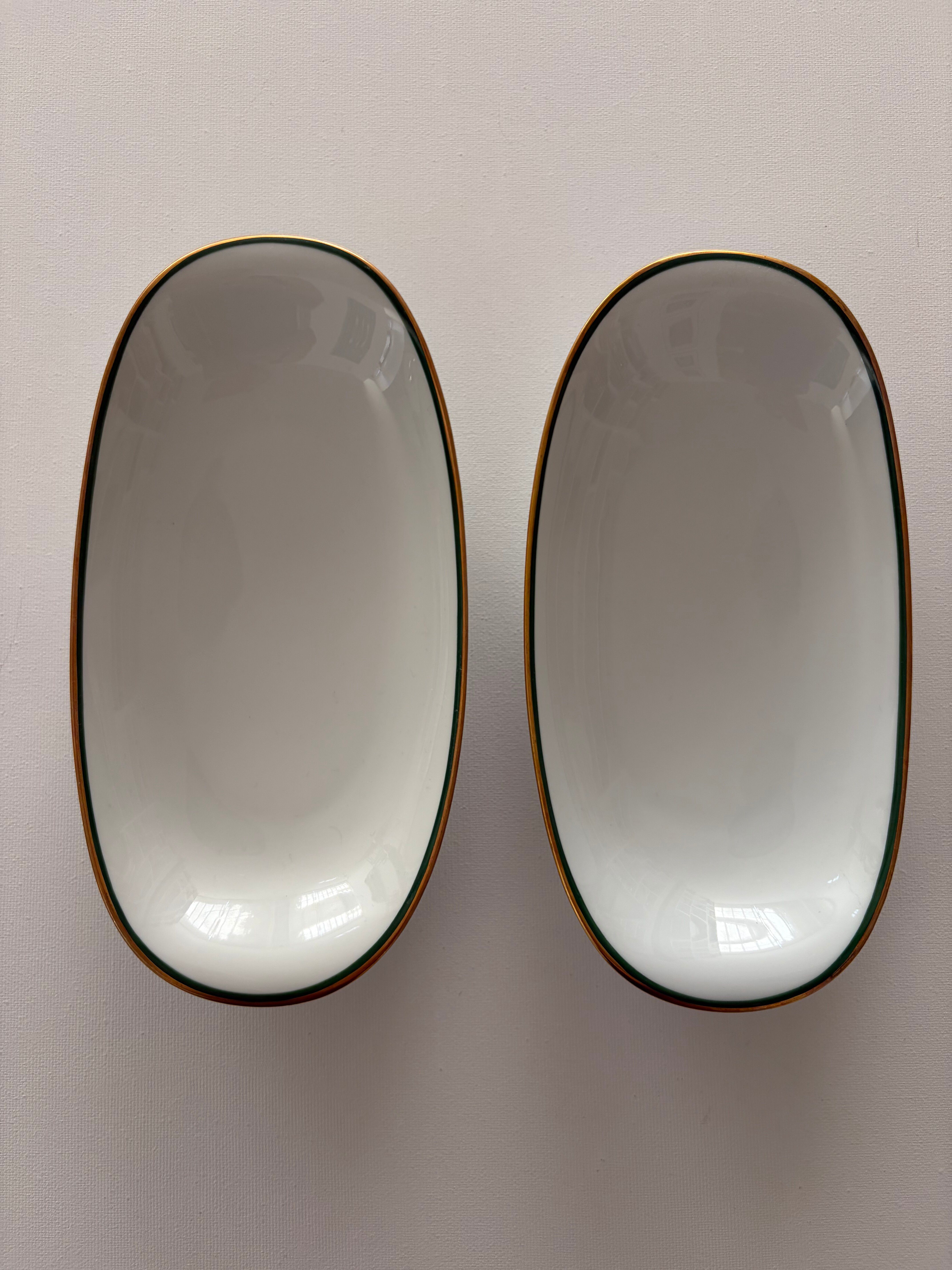 Set of two Limoges porcelain dishes by Bernardaud.