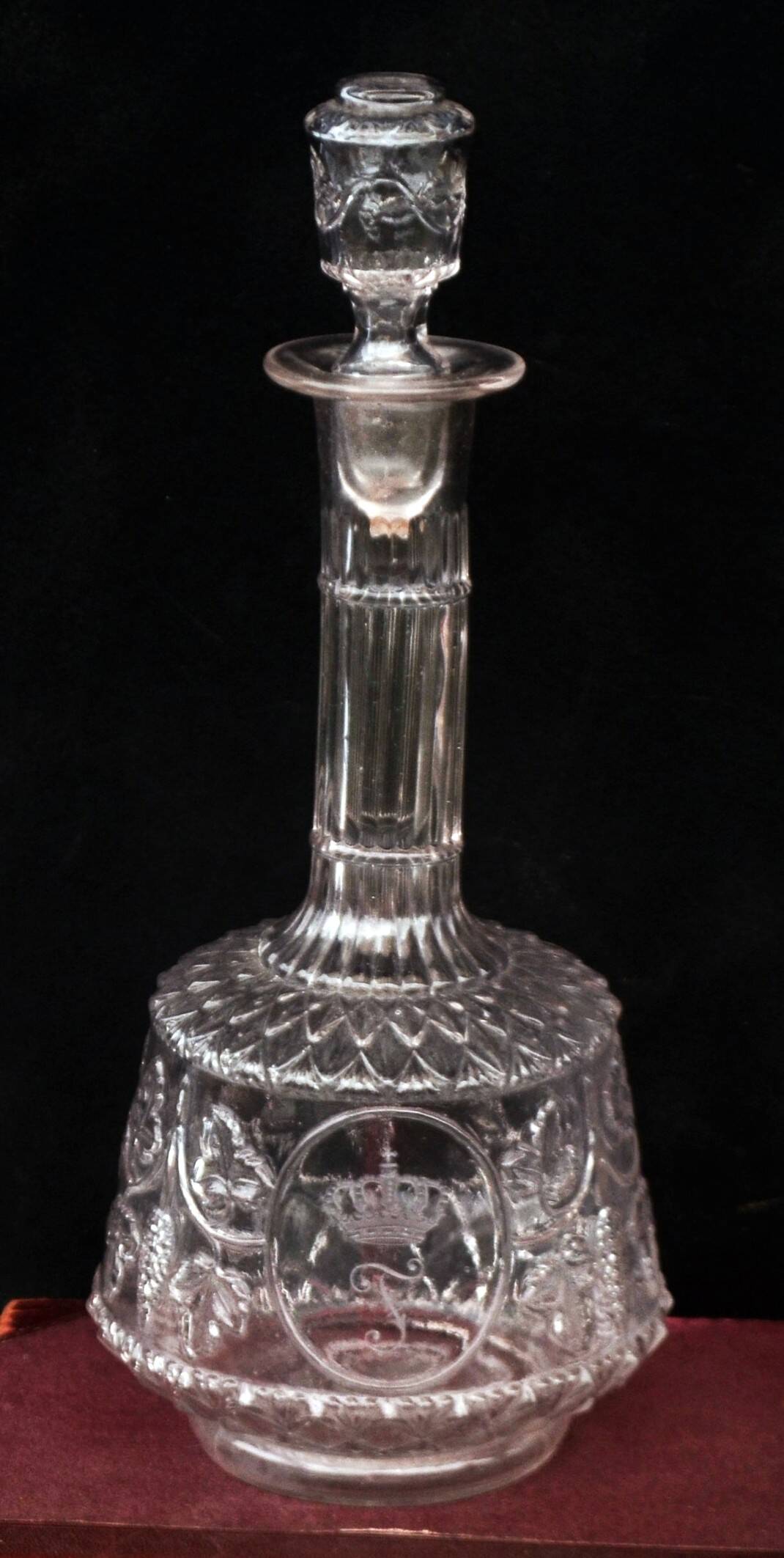 19th Century French Hand Blown Decanter with F letter engraved