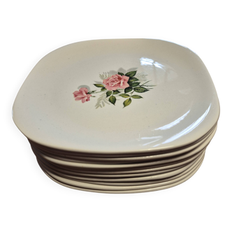 12 flat plates KG Lunéville Badonviller Rose May