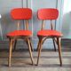 Lot of 2 wooden chairs and red skai