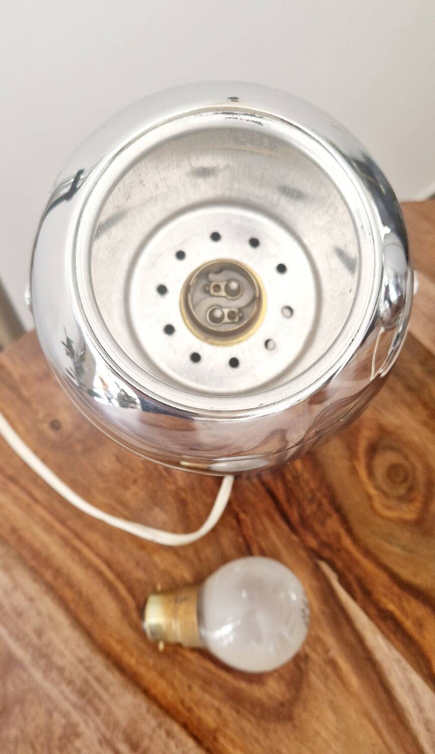 Pair of 1960s Space Age design chrome lamps