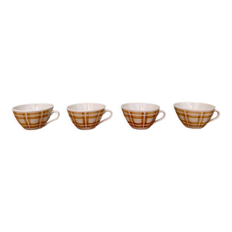 Set of 4 antique coffee cups in opaque porcelain from Badonvillier