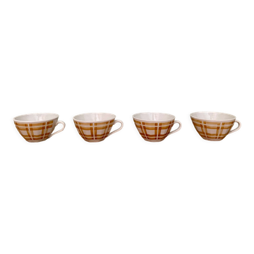 Lot de 4 tasses à café ancienne en porcelaine opaque de Badonvillier